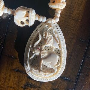 Intricate Vintage Elephant Celluloid Necklace